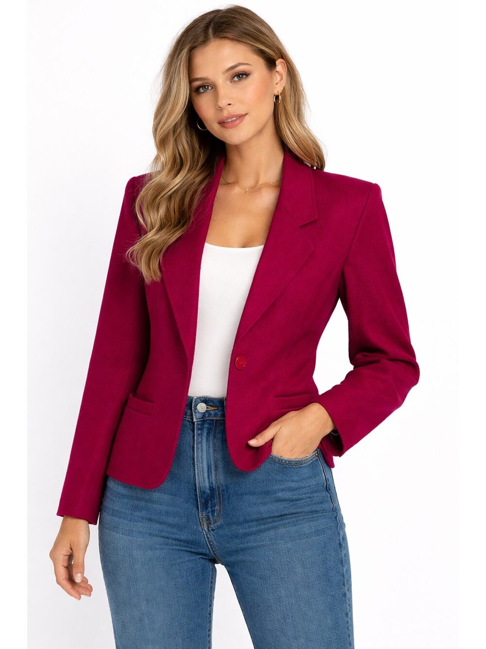 1980s–1990s Talbots Fuchsia Wool Petite Blazer USA Made Size Petite 8